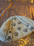 Vintage 30s Art Deco White  beaded clutch handbag
