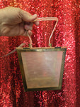 Vintage Clear White lucite purse with metal frame