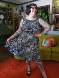 Gently Used Fit and Flare Black & White Zebra Dress
