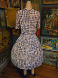Vintage 60s Purple and White Rose & floral dress
