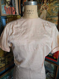 Vintage 60s pastel pink floral embroidered blouse