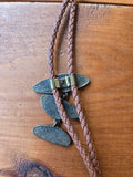 Reds Retro Abalone Shell & Brown Leather Bolo Tie
