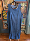 Vintage 90s Denim and Leopard Drint Dress