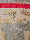 Vintage 50s Red and White France Souvenier Silk Scarf