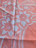 Vintage 60s Peach and White Floral Square Scarf