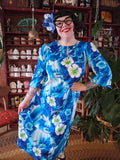 Vintage 70s Blue and Green Sears Hawaiian