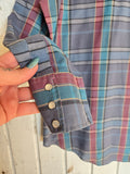 Unforgiven Upcycled Rose Blue Gray Plaid Western