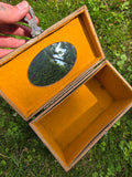 Vintage 70s Brown Marbled Wooden Box Purse with 'F'