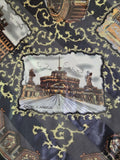 Vintage 90s Black Rome Souvenir Square Scarf