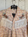 Unforgiven Upcycled Rose Western with White Fringe