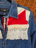 Unforgiven Upcycled Cardinal Fringe Denim Jacket