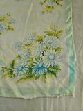 Vintage 50s white and blue daisy print silk scarf