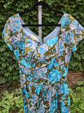 Vintage Dorothy O'Hara blue brown floral dress