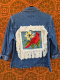 Unforgiven Upcycled Cardinal Fringe Denim Jacket