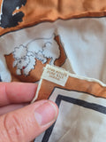 Vintage 50s Brown White & Black Silk Poodle Scarf
