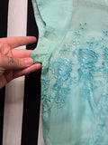 Vintage Blue Embroidered Floral Dress