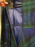 Vintage 60s Blue and Green Plaid Rhinestone Plaid Dress