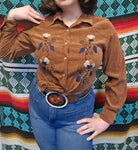 Vintage 90s Suede Chain Stitch Shirt