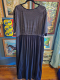Vintage 90s Black and White Striped Tshirt Maxi Dress