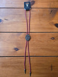 Reds Retro Gray Druzy Look Red Leather Bolo Tie