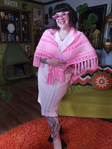 Vintage Pink Crochet Shawl