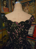 Vintage 50s Betty Carol black and pink floral dress