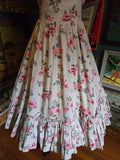 Vintage 40s white pink & Blue floral maxi dress