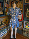 Vintage 40s blue and white floral romper and skirt set