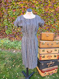Vintage 50s Gray Striped Wool Dress Jacket Set