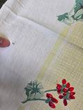 Vintage Red Yellow and White Floral Tablecloth
