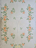 Vintage 60s Orange and Yellow Cross Stitch Rose Bedspread