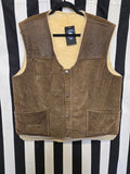 Vintage 70s Brown Corduroy and Leather Western Vest