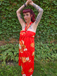 Vintage Red Orange Hibiscus Dress