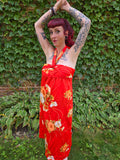 Vintage Red Orange Hibiscus Dress