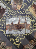 Vintage 90s Black Rome Souvenir Square Scarf