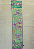 Vintage 70s Purple Teal Ornate Floral Silk Scarf
