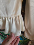 Vintage 80s Gunne Sax Ivory satin lace and ruffle top