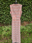 Vintage 70s Orange and Metallic Silver Maxi Dress
