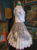 Vintage 70s White Lace Ruffle Square Dancing Top