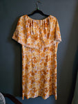Vintage Volup Yellow Floral peasant dress