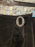 Vintage 1970s Black Velvet Ruffle Wrap Buckle Skirt