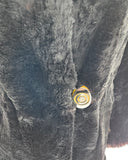 Vintage 30s Long Black Fur Coat with Bakelite Button