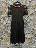 Vintage Black Lace Dress with Floral Collar