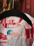 Vintage 80s Red and White Palm Tree Hawaiian Shirt