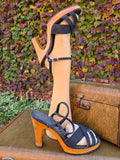 Vintage 70s Black Canvas Heels