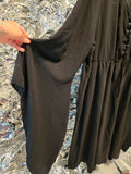 Gently Used Black Romantic Dress with Giant Bell Sleeves
