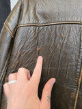 Vintage 90's Distressed Brown Leather Bomber Jacket