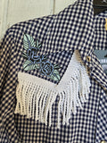 Unforgiven Upcycled Rose Navy Gingham Western