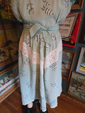 Vintage 40s blue floral and white lace cotton day dress