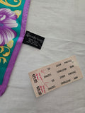 Vintage 70s Purple Teal Ornate Floral Silk Scarf